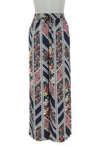 Skies Are Blue - Navy Patterned Trousers