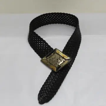 DAIRI - Black Woven Belt with Large Buckle
