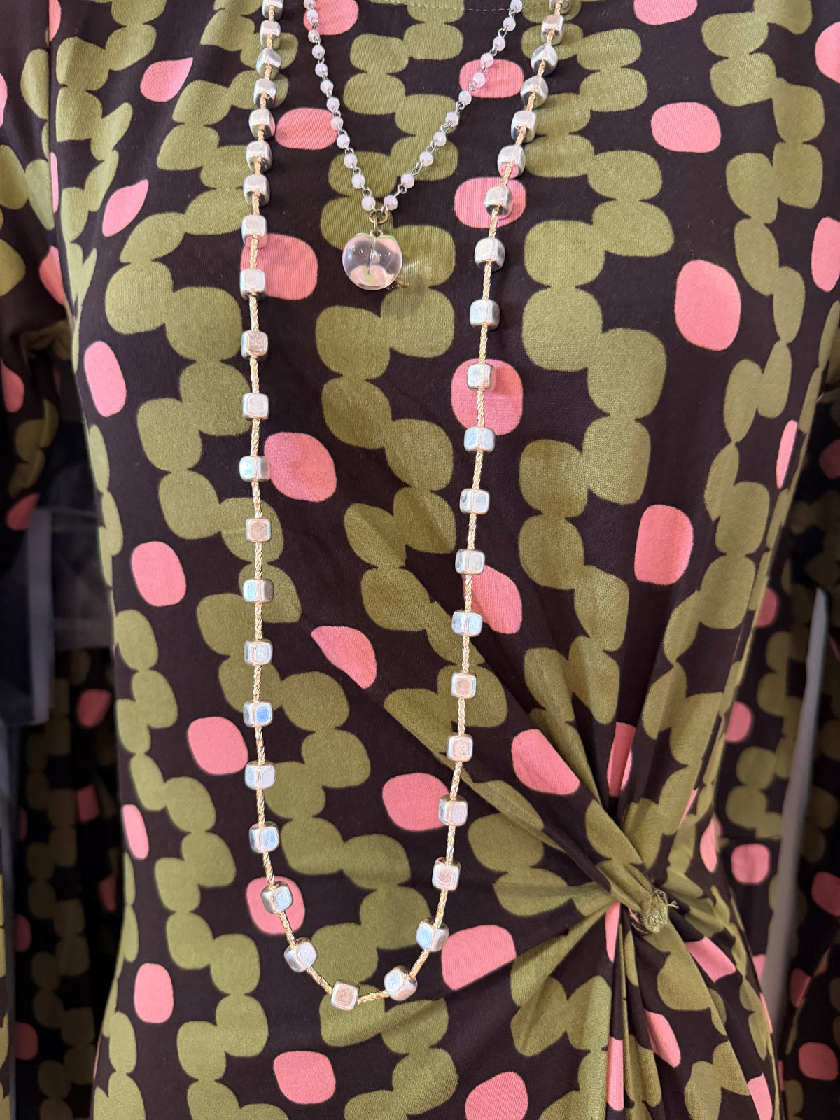 Necklace - Long Silver Boxes