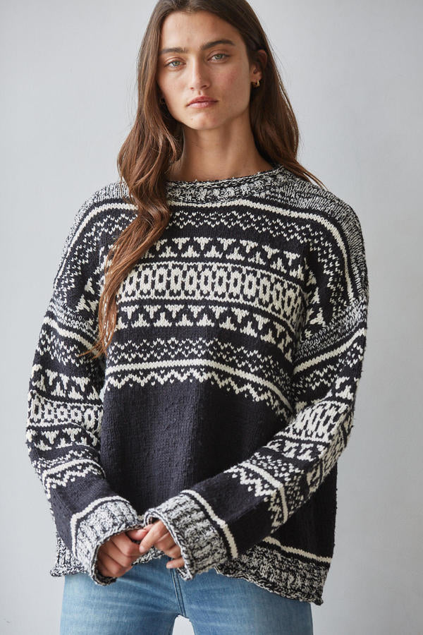 By Together Black and White Chunky Sweater