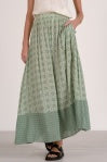 Elan - Tiered Midi Skirt, Boho Green
