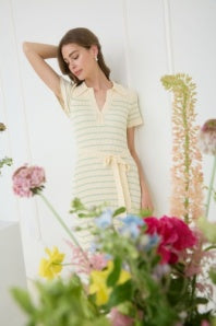 Zoe and Claire - Green & Cream Striped Dress