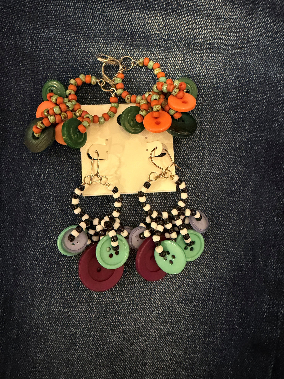 Vintage Jewel - Large Button Earrings