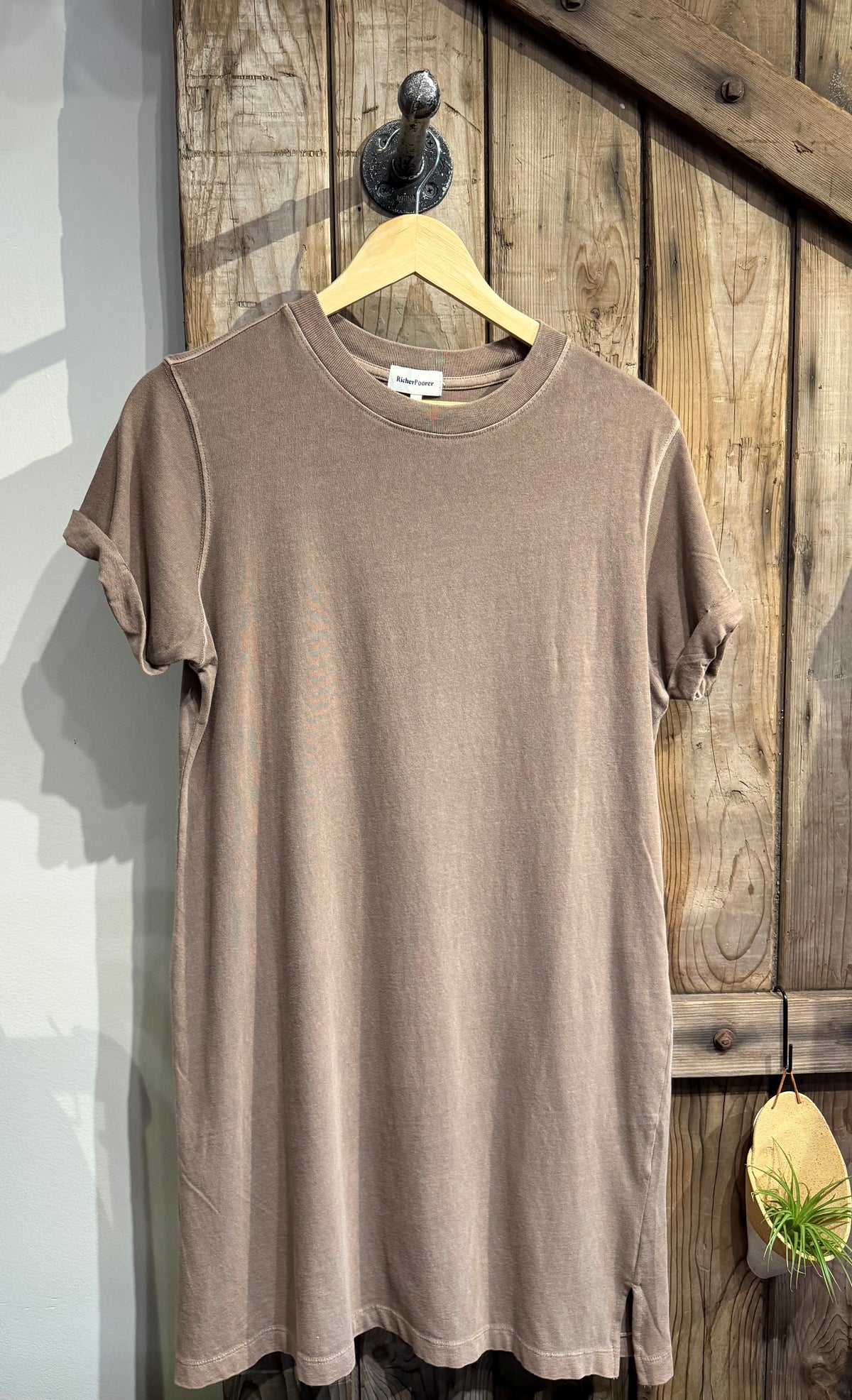 Richer Poorer - Relaxed Tee Mini Dress, Warm Gray