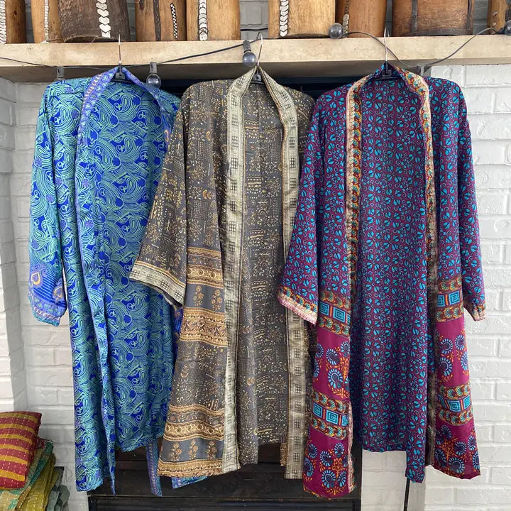 Seeds - Upcycled 100% Silk Robe, One Size