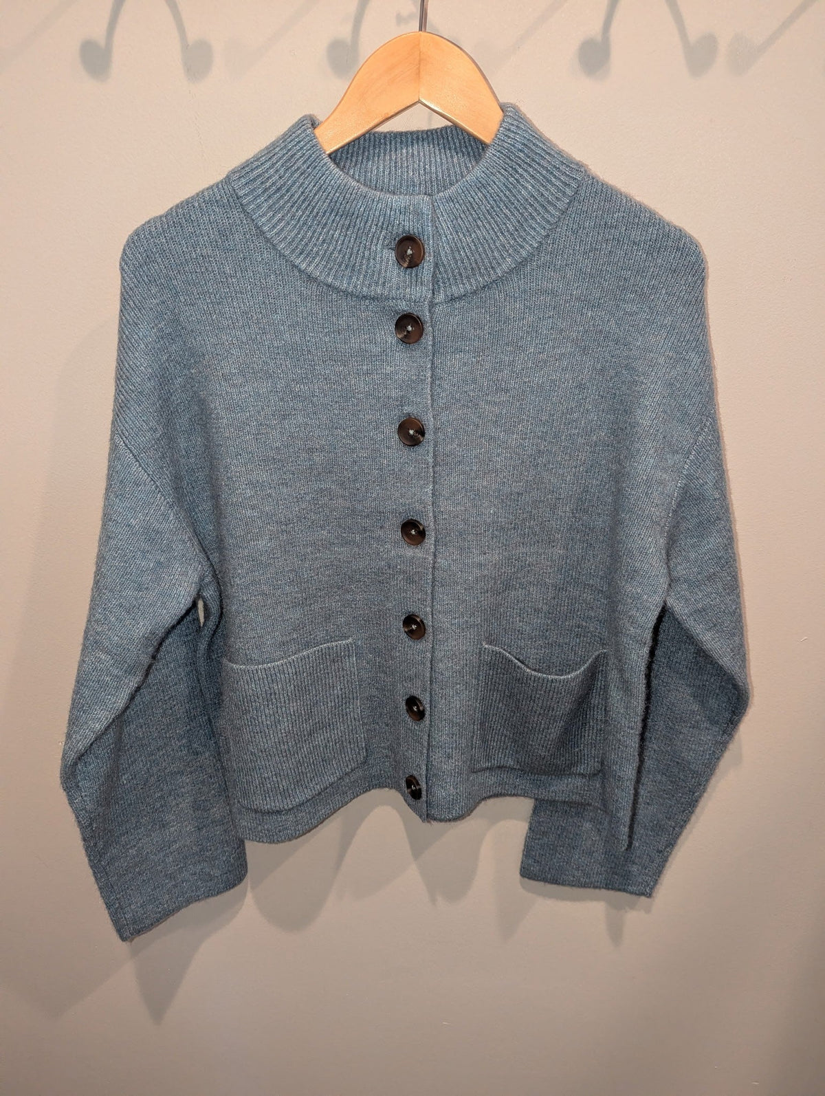 White Stuff Margot blue cardigan front view