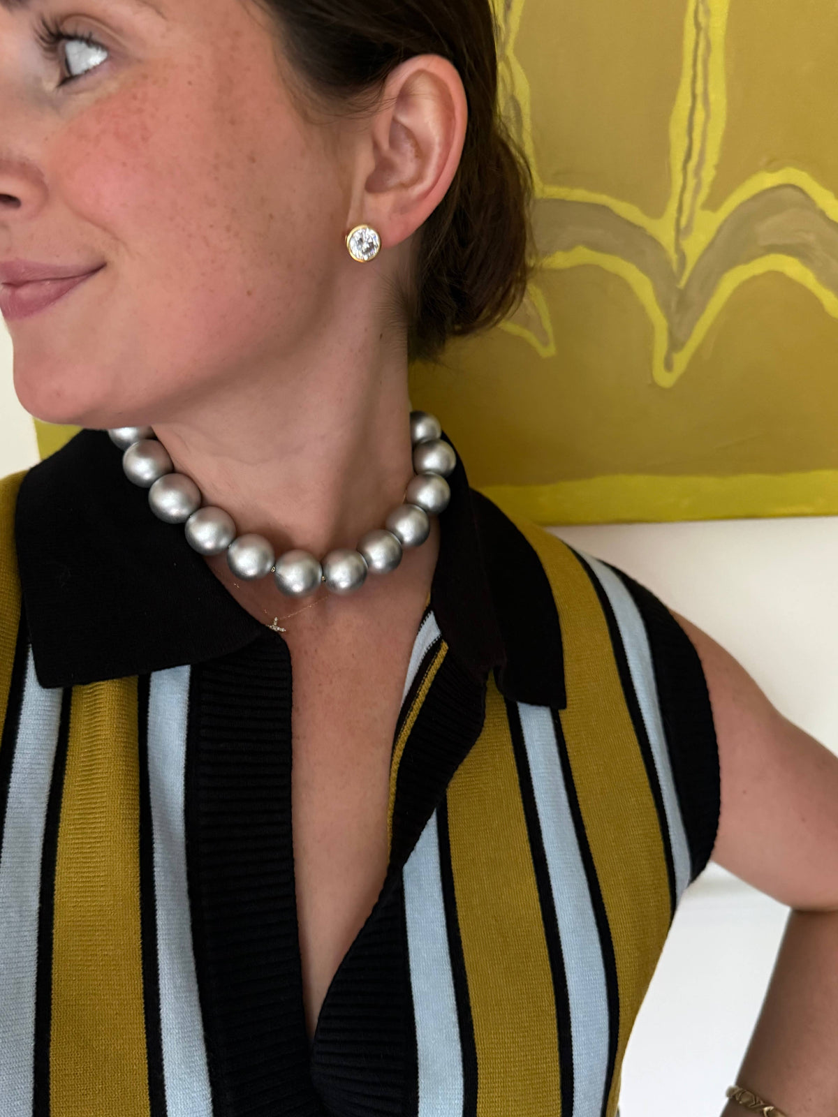 KMs Gems - Chunky Beaded Necklace - Matte Silver
