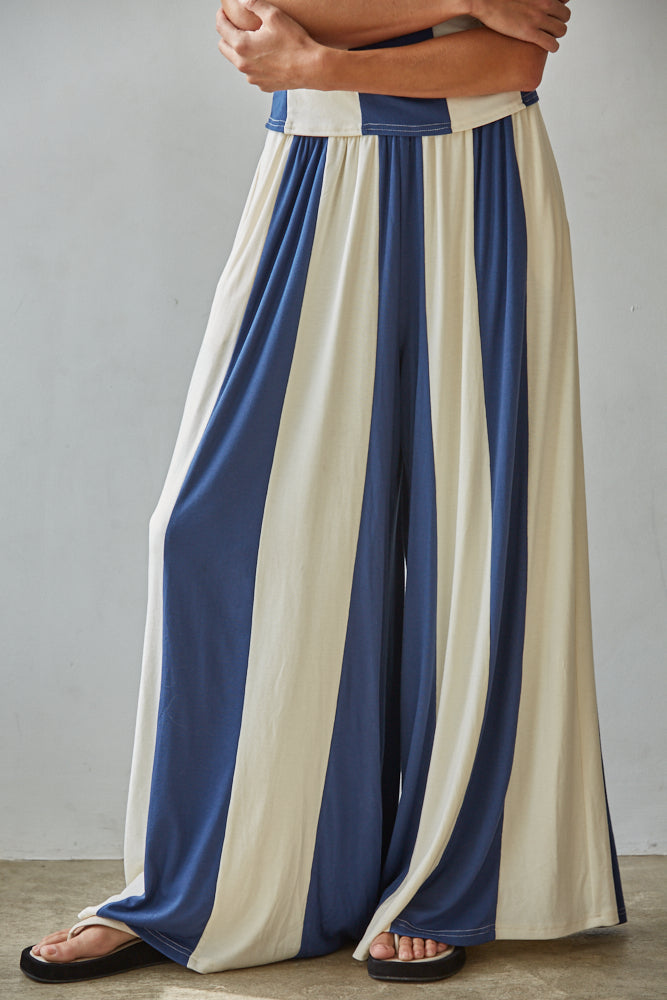 By Together - Blue & White Striped Trousers
