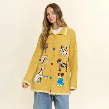 Davi and Dani embroidered dog cardigan
