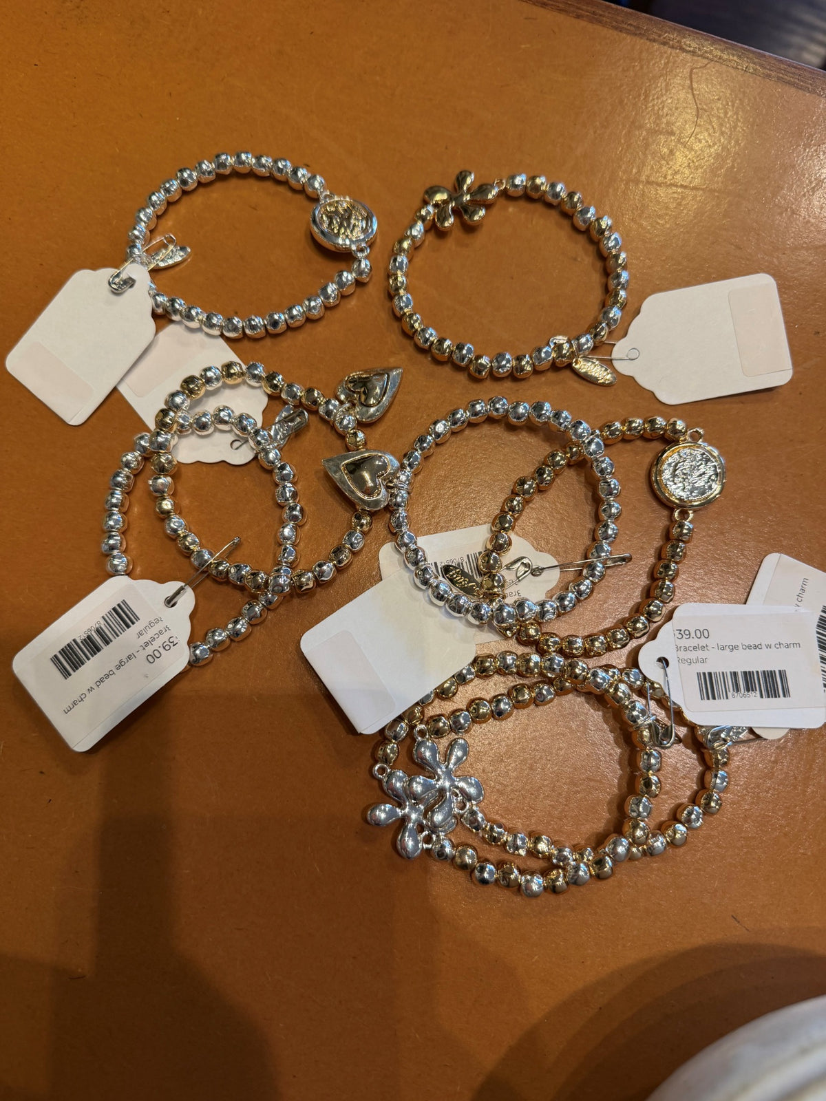 Large bead bracelets with charms