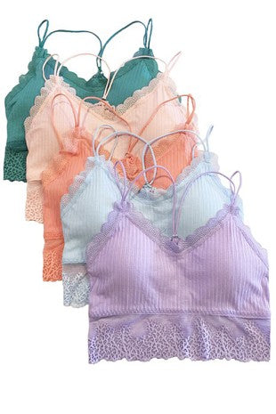Anemone - Coral Ribbed Bralette