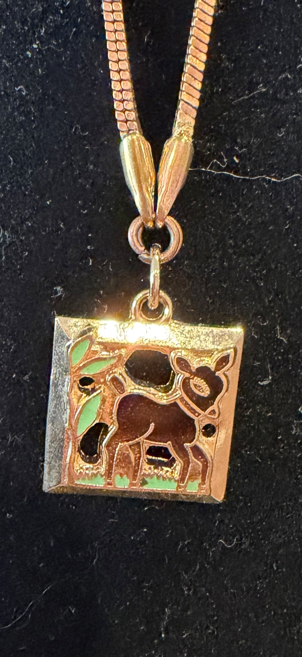 Poor Sparrow - Enameled Deer Pendant Necklace