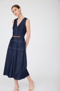 Zoe and Claire - Denim Dress with Cross Belt
