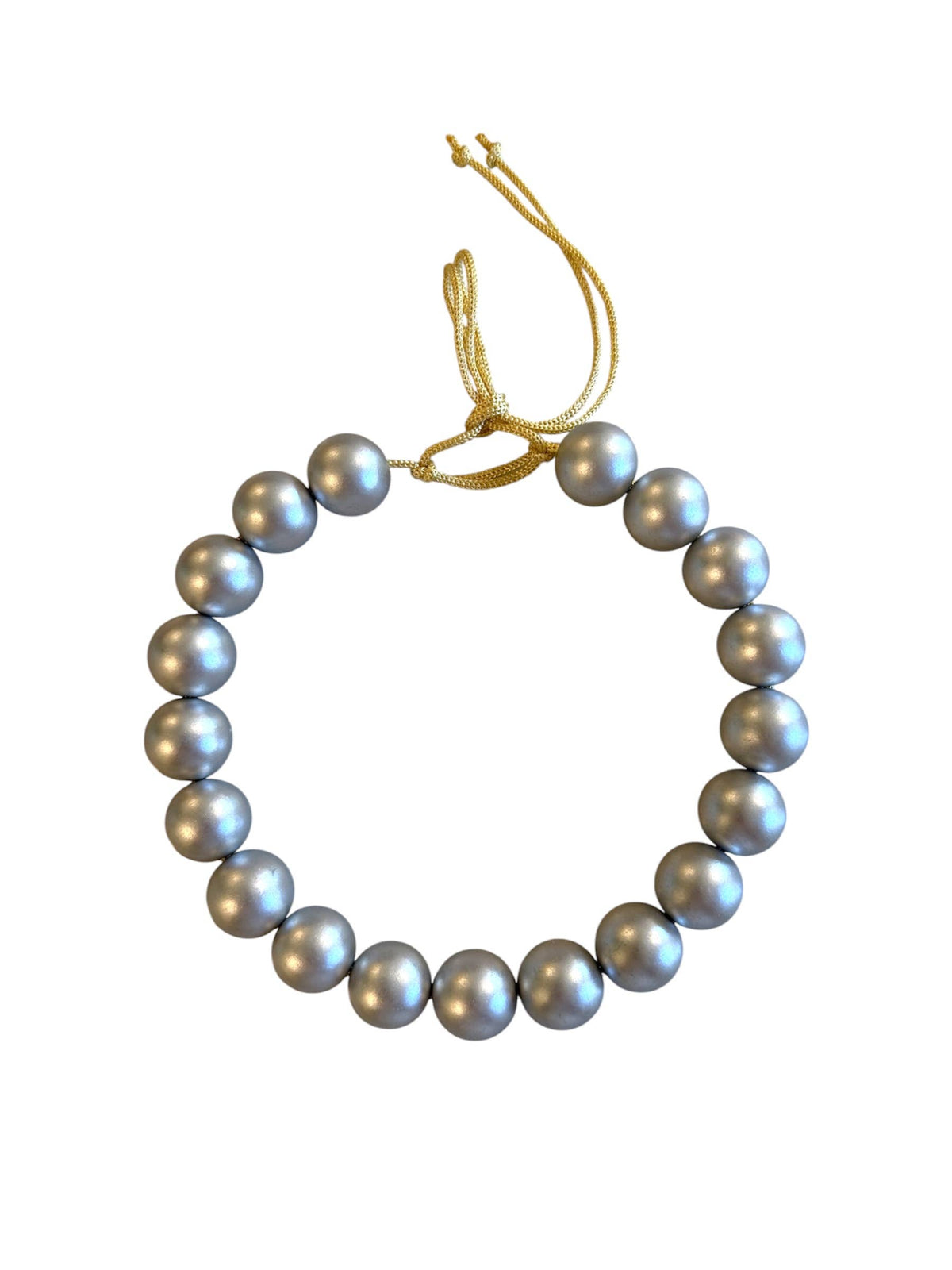 KMs Gems - Chunky Beaded Necklace - Matte Silver