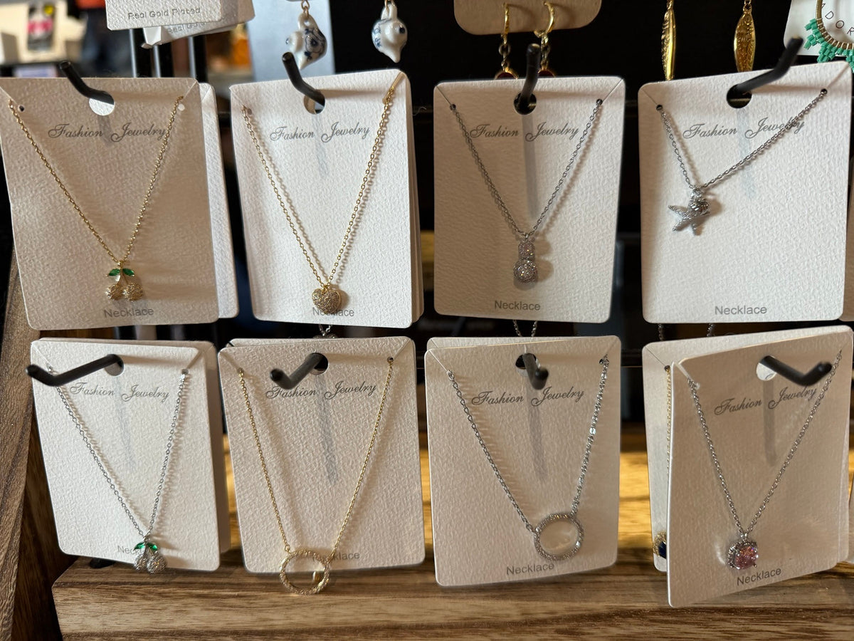 Crystal pendant necklaces in assorted colors