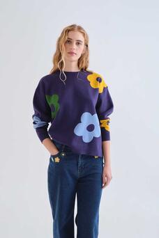 Compania - Navy Floral Sweater