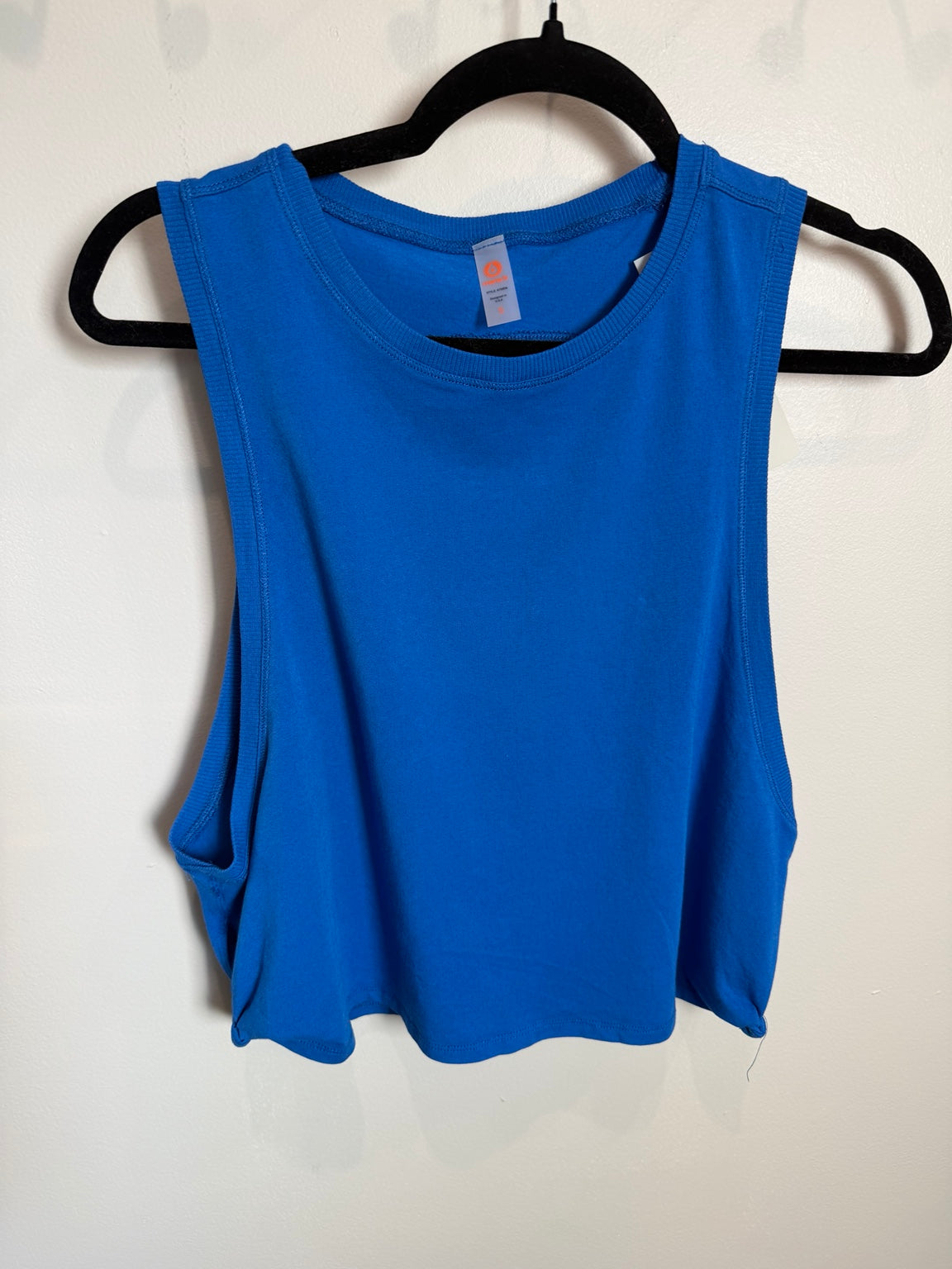 Mono B Pima Cotton Relaxed Side-Knot Tank in blue, front view