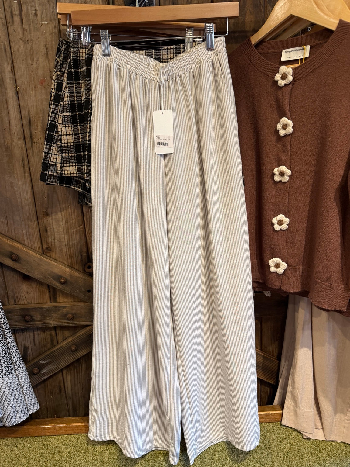 Sadie & Sage Garden Sun striped wide-leg pants front view