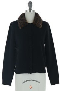 Skies Are Blue - Leopard Collar Black Jacket